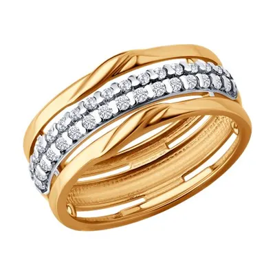 Кольцо из золочёного серебра с фианитами из серебро