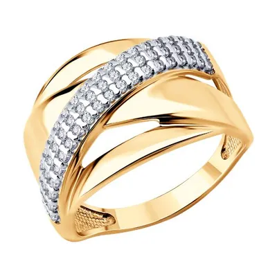 Кольцо из золочёного серебра с фианитами из серебро