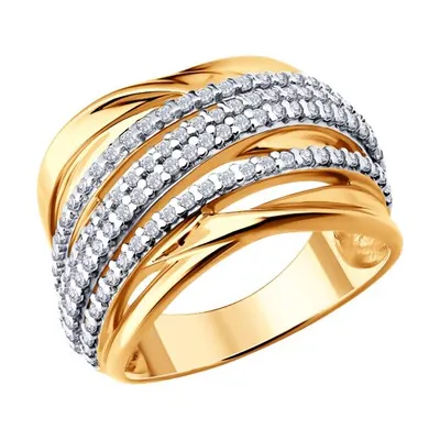 Кольцо из золоченого серебра с фианитами из серебро