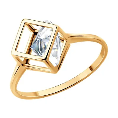 Кольцо из золочёного серебра с фианитом из серебро