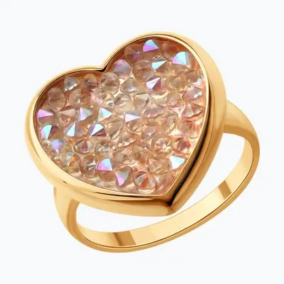 Кольцо из золочёного серебра с кристальной тканью из серебро