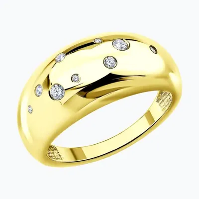 Кольцо из золочёного серебра с фианитами из серебро