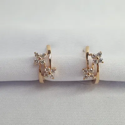 Серьги из золочёного серебра с фианитами из золочение розовое