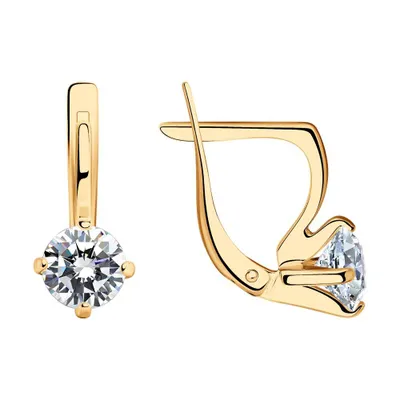 Серьги из золочёного серебра с фианитами из серебро