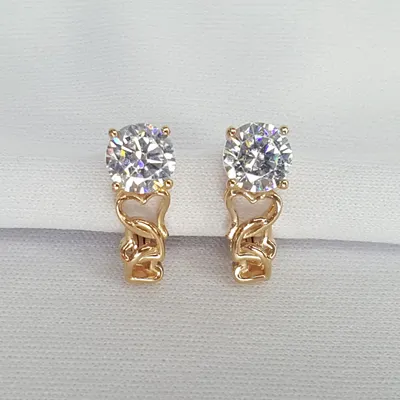 Серьги из золочёного серебра с фианитами из серебро