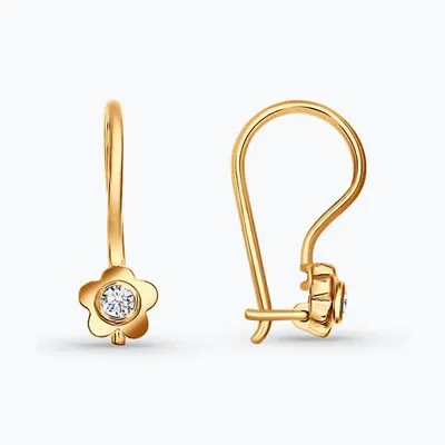 Серьги из золочёного серебра с фианитами из серебро