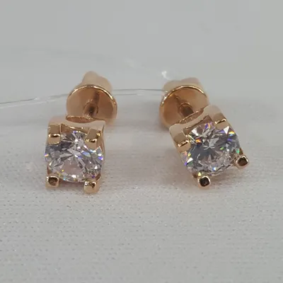 Серьги-пусеты из золочёного серебра с фианитами из серебро