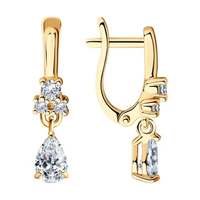 Серьги из золочёного серебра с фианитами из серебро