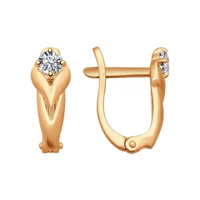 Серьги из золочёного серебра с фианитами из серебро