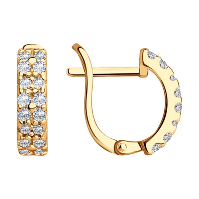 Серьги из золочёного серебра с фианитами из серебро