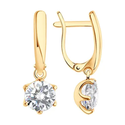 Серьги из золочёного серебра с фианитами из серебро