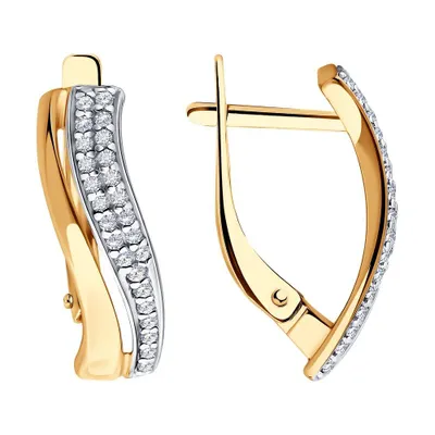 Серьги из золочёного серебра с фианитами из серебро