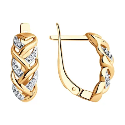 Серьги из золочёного серебра с фианитами из серебро