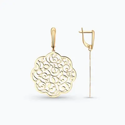 Серьги из золочёного серебра из золочение розовое