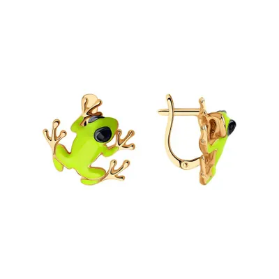 Серьги из золочёного серебра с эмалью из серебро