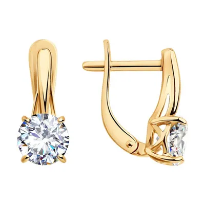Серьги из золочёного серебра с фианитами из серебро