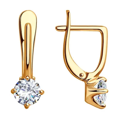 Серьги из золочёного серебра с фианитами из серебро