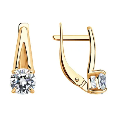 Серьги из золочёного серебра с фианитами из серебро