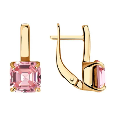 Серьги из золочёного серебра с кристаллами из серебро