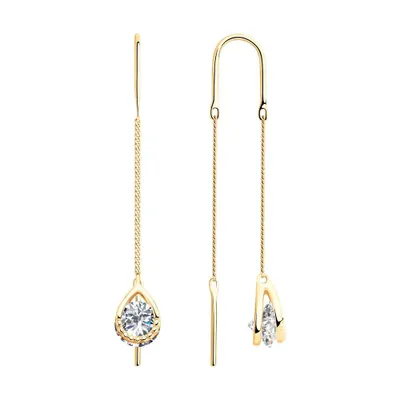 Серьги из золочёного серебра с фианитами из серебро