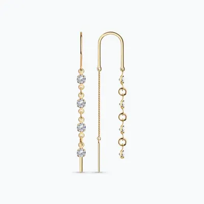 Серьги из золочёного серебра с фианитами из золочение розовое