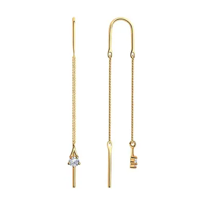 Серьги из золочёного серебра с фианитами из золочение розовое