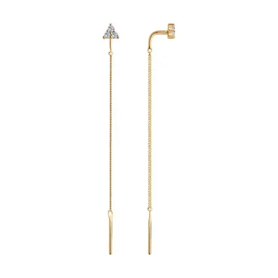 Серьги из золочёного серебра с фианитами из серебро