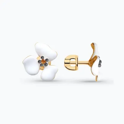 Серьги из золочёного серебра с эмалью из золочение розовое