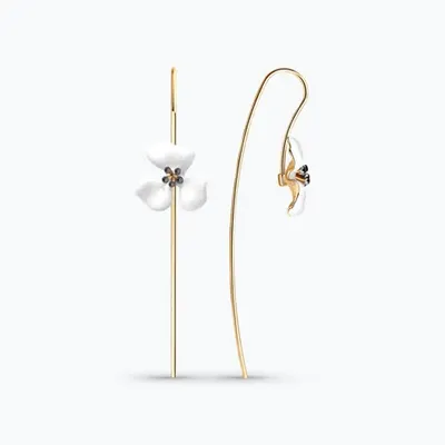 Серьги из золочёного серебра с эмалью из золочение розовое