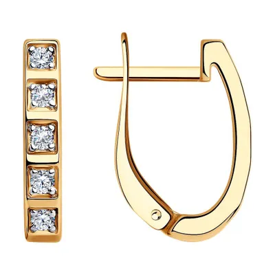 Серьги из золочёного серебра с фианитами из золочение розовое