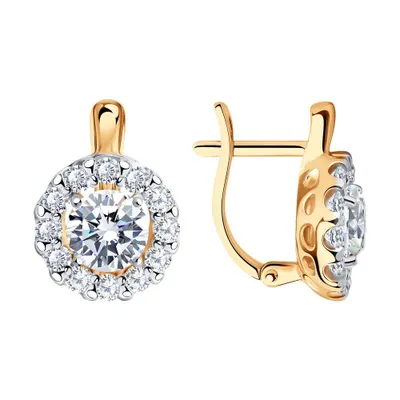 Серьги из золочёного серебра с фианитами из серебро