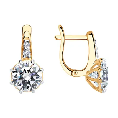 Серьги из золочёного серебра с фианитами из серебро