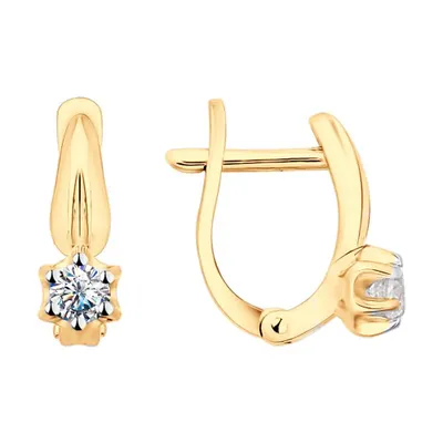 Серьги из золочёного серебра с фианитами из серебро