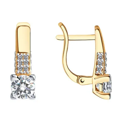 Серьги из золочёного серебра с фианитами из серебро