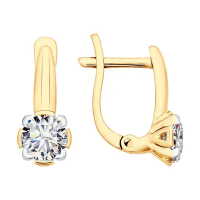 Серьги из золочёного серебра с фианитами из серебро