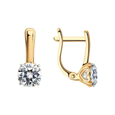 Серьги из золочёного серебра с фианитами из серебро