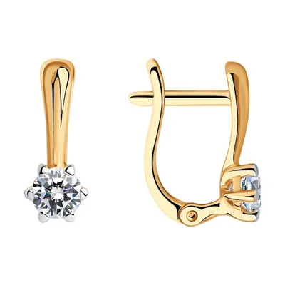 Серьги из золочёного серебра с фианитами из серебро