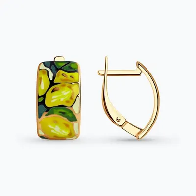 Серьги из золочёного серебра с эмалью из серебро