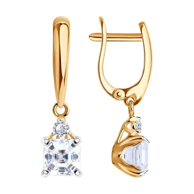 Серьги из золоченого серебра с фианитами из серебро