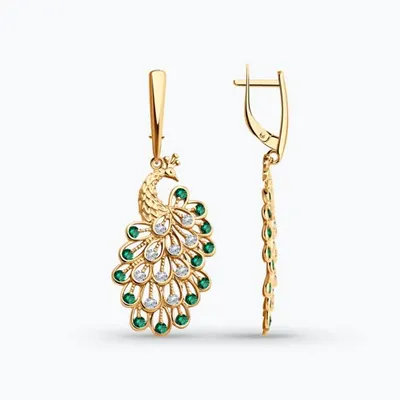 Серьги из серебра с фианитами из золочение розовое