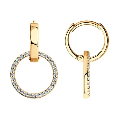 Серьги из золочёного серебра с фианитами из серебро