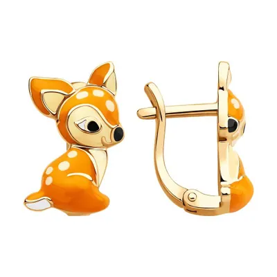 Серьги из золочёного серебра с эмалью из серебро