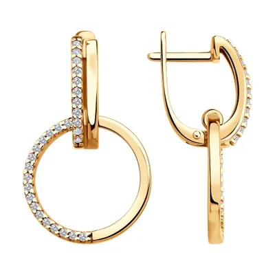 Серьги из золочёного серебра с фианитами из серебро