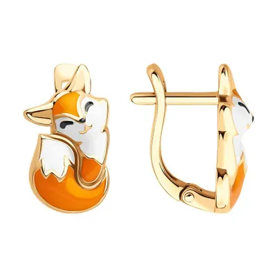 Серьги из золочёного серебра с эмалью из серебро