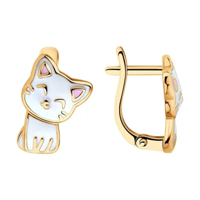 Серьги из золочёного серебра с эмалью из серебро