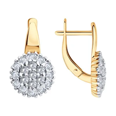 Серьги из золочёного серебра с фианитами из серебро