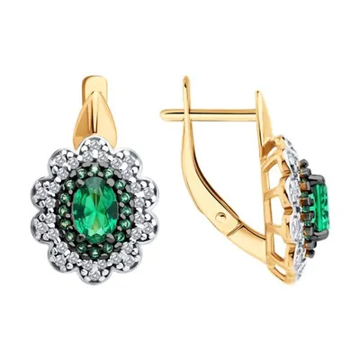 Серьги из золочёного серебра с фианитами из серебро