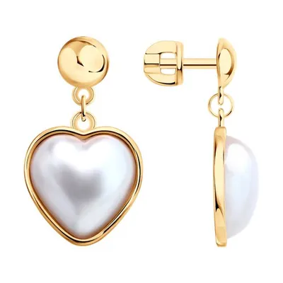 Серьги из золочёного серебра с синтетическим жемчугом из серебро