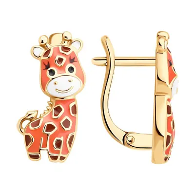 Серьги из золочёного серебра с эмалью из серебро