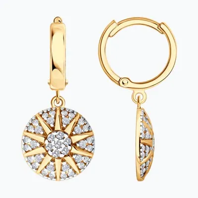 Серьги из золочёного серебра с фианитами из серебро
